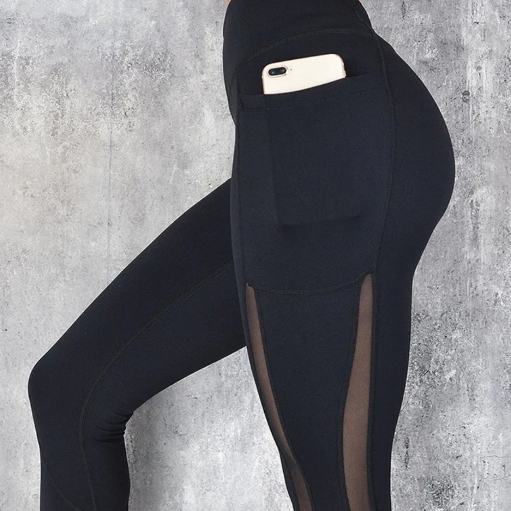 BLACK HIGH WAISTED LEGGINGS - Picture 3 of 4